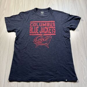 Columbus Blue Jackets Logo Spellout Tee Men’s M Blue 47 Brand NHL Hockey